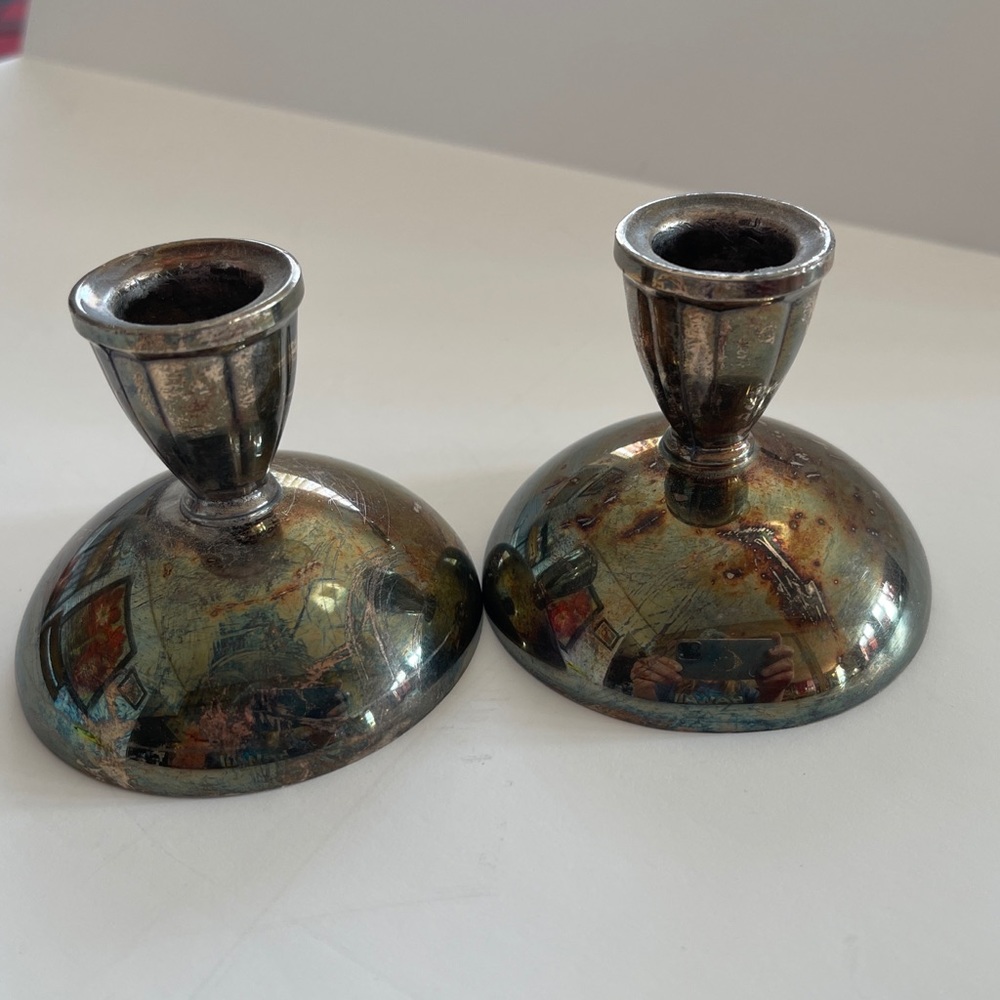 Oneida silver plated candle holder lot of 2